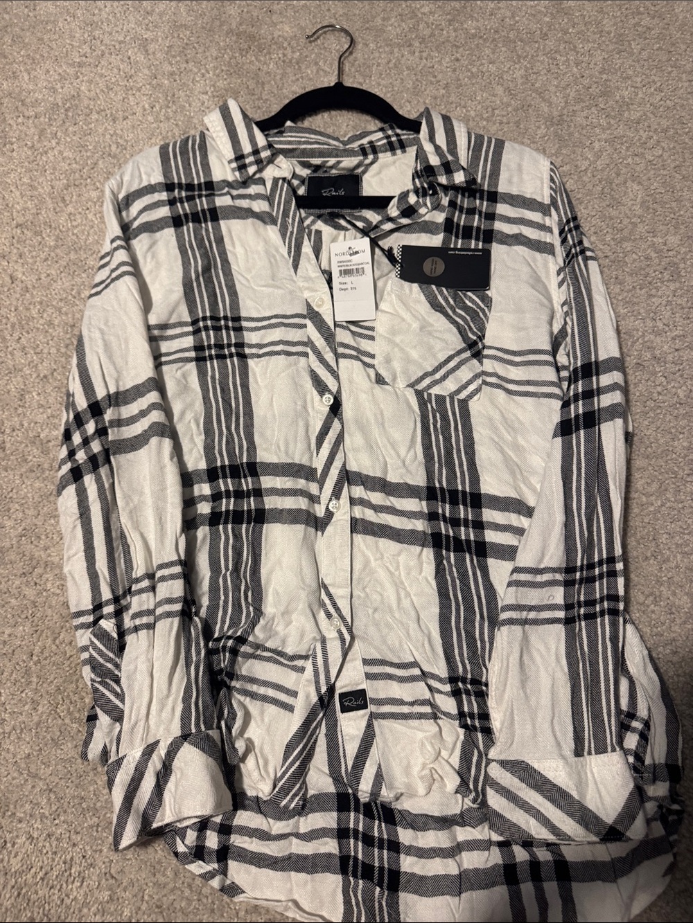 Rails White and Black Plaid Button-Down Shirt